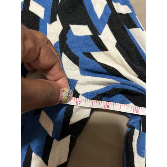 EUC Dana Buchman Top Blue Black White Long Sleeve Women’s Size LG - Picture 6 of 7